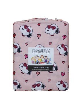 Peanuts Snoopy Twin Sheet Set Pink Hearts By Berkshire Valentines Day Glasses